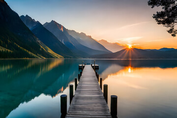 sunrise over lake