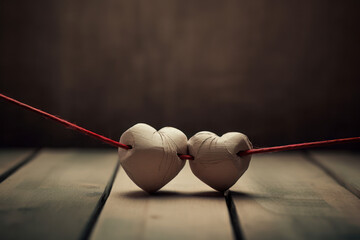two hearts, one love, romance conceptual art, generative AI