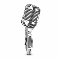 Fototapeta premium Retro microphone isolated. Illustration AI Generative