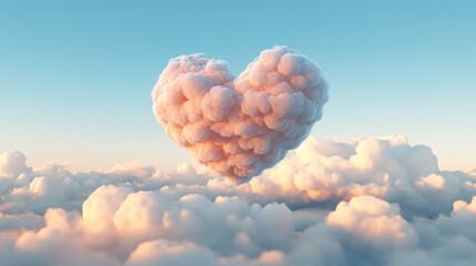Heart shape cloud. Illustration AI Generative.