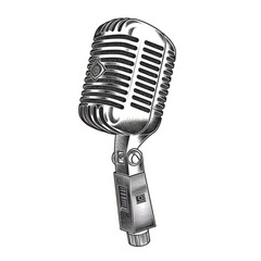 Fototapeta premium Retro microphone isolated. Illustration AI Generative