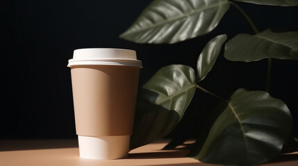 Coffee to go cup template Illustration AI Generative.