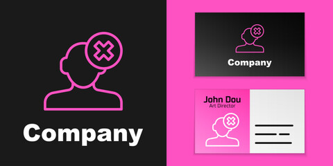 Pink line Solution to the problem in psychology icon isolated on black background. Therapy for mental health. Logo design template element. Vector