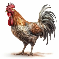 Rooster isolated on white background (Generative AI) - obrazy, fototapety, plakaty