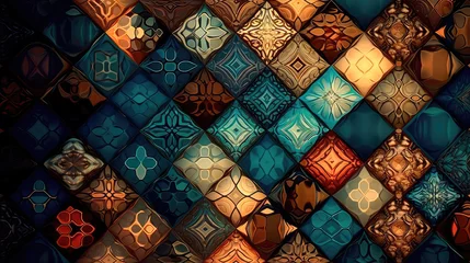 Tapeten Decorative ceramic tiles. Seamless colorful. Generative AI © keks20034