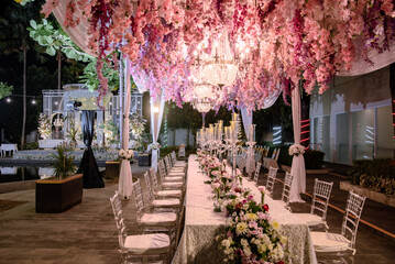 Indonesian outdoor wedding decoration from another customs and culture - obrazy, fototapety, plakaty