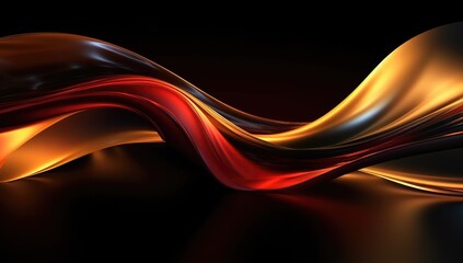 Abstract wavy glossy gold and red background. Generative AI