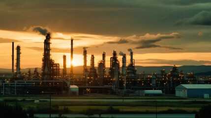 Fototapeta na wymiar Refinery in the background in the sun