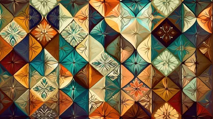 Tapeten Decorative ceramic tiles. Seamless colorful. Generative AI © keks20034