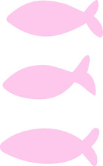 Hand drawn cute icon triple fishes illustration with pink color for planner diary or template decoration.