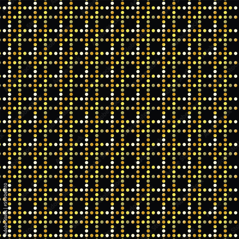 Poster abstract gold gradient dot pattern with black bg.