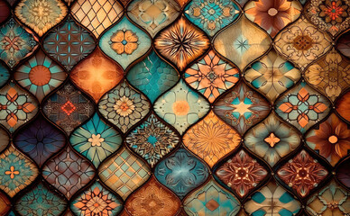 Decorative ceramic tiles. Seamless colorful. Generative AI