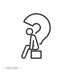 question mark icon, big problem decisions, sad human, thin line symbol - editable stroke vector illustration