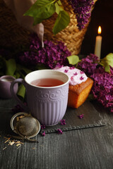 Obraz na płótnie Canvas Cup of tea with Loaf Cake