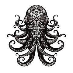 Tribal Octopus Black and White