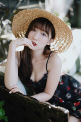 portrait of an asian girl in summer