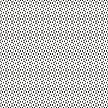 Metallic black mesh on a white background. Diagonal crossed lines. Geometric texture. Seamless vector pattern. Vector illustration.