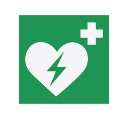 Isolated Automated External Heart Defibrillator Symbol. 
