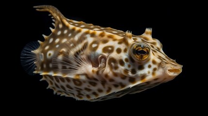Naklejka premium The longhorn cowfish, Lactoria cornuta, is a variety of boxfish from the family Ostraciidae, Generative AI