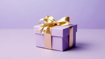 Obraz premium Violet gift box background. Illustration AI Generative.
