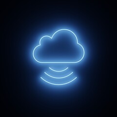 blue neon, cloud, wifi, icon,