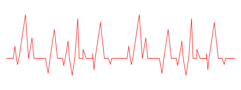 Heart beat chart. ECG diagram isolated on white background. Cardiac rhythm red line. Cardio test pictogram. Cardiology hospital symbol Generative AI