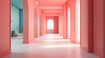 Empty home interior background, 3d render, Bright color. Generative Ai