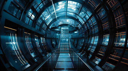 Geometrically Designed Futuristic Tunnel or Elevator