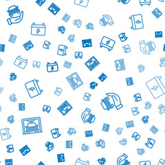 Set line Car wash, Auto service check automotive and battery on seamless pattern. Vector