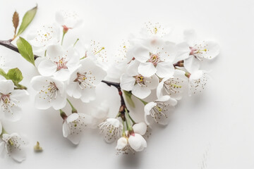 White background, copyspace, watercolor, Cherry Blossom Spring. AI generative