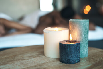 Obraz na płótnie Canvas Invigorate your senses at the spa. Closeup shot of candles at a spa.