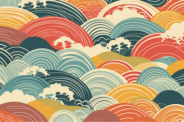 Fototapeta na wymiar Japanese - patterned summer ripple background. AI generative
