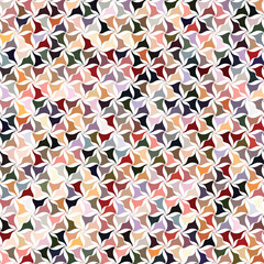 Seamless abstract floral pattern. Geometric flowers with triangle shape multicolored wavy petals on a white background. Graphic textile texture. Vector illustration.