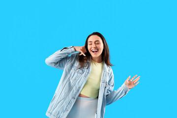 Cool young woman showing 