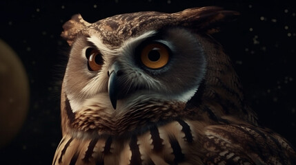beautiful owl sitting on a tree in the forest. generative ai