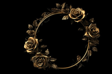 golden rose frame, middle space is empty. AI generative