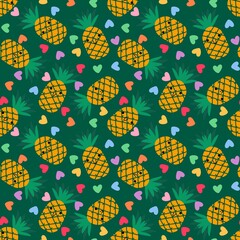 Cartoon summer fruit seamless pineapple pattern for wrapping paper and fabrics and linens and kids clothes print