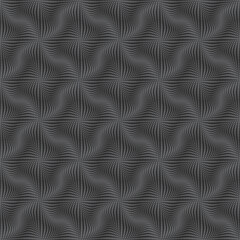 Seamless geometric pattern. Gray wavy mesh on a black background. Vector illustration. Vector illustration for textile, wrapping, print, and decoration.