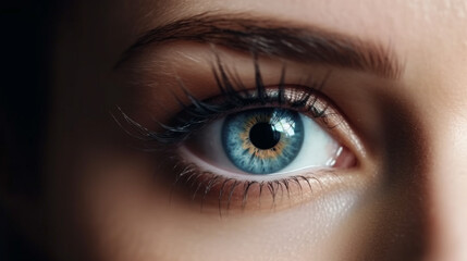 Obraz premium Close-up image of beautiful woman's eye. Macro shot.generative ai