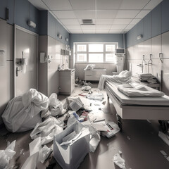 A lot of chaos and waste in hospitals. Too many medical quipment, AI generated Content