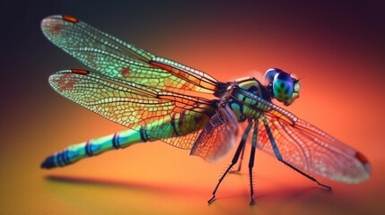 Dragonfly on a colorful background.generative ai