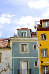 Obraz premium Lisbon house decorated with traditional Portuguese colorful tiles azulejos