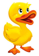 Cartoon happy farm animal happy cheerful duck illustration for kids artistic painting scene