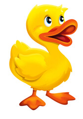 Cartoon happy farm animal happy cheerful duck illustration for kids artistic painting scene