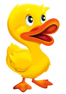 Cartoon happy farm animal happy cheerful duck illustration for kids artistic painting scene