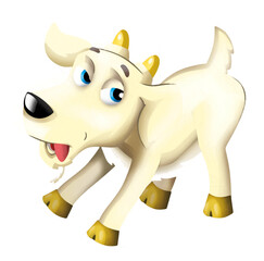 Cartoon scene with happy cheerful goat is standing illustration for kids artistic painting scene