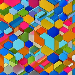 Hexagonal Hues: An image of a geometric pattern created with hexagons, in various colors and shades4, Generative AI