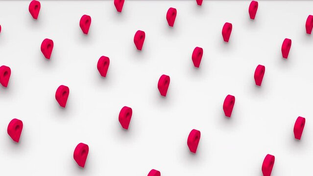 Abstract 3d animation of grid of geo points shapes in isometric view. Computer generated loop animation. Geographic navigation pattern, 4K seamless motion design