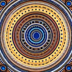 Circular Symphony III: Another image of a geometric pattern created with circles, but in a different design and color scheme3, Generative AI