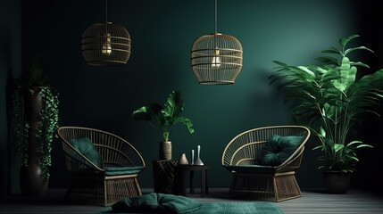 Obraz na płótnie Canvas Modern cozy mock up interior design of luxury living room. Generative Ai